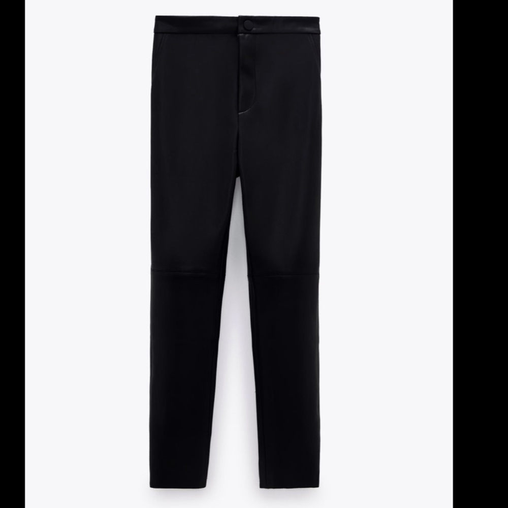 High waisted black faux leather leggings - Picture 7 of 8